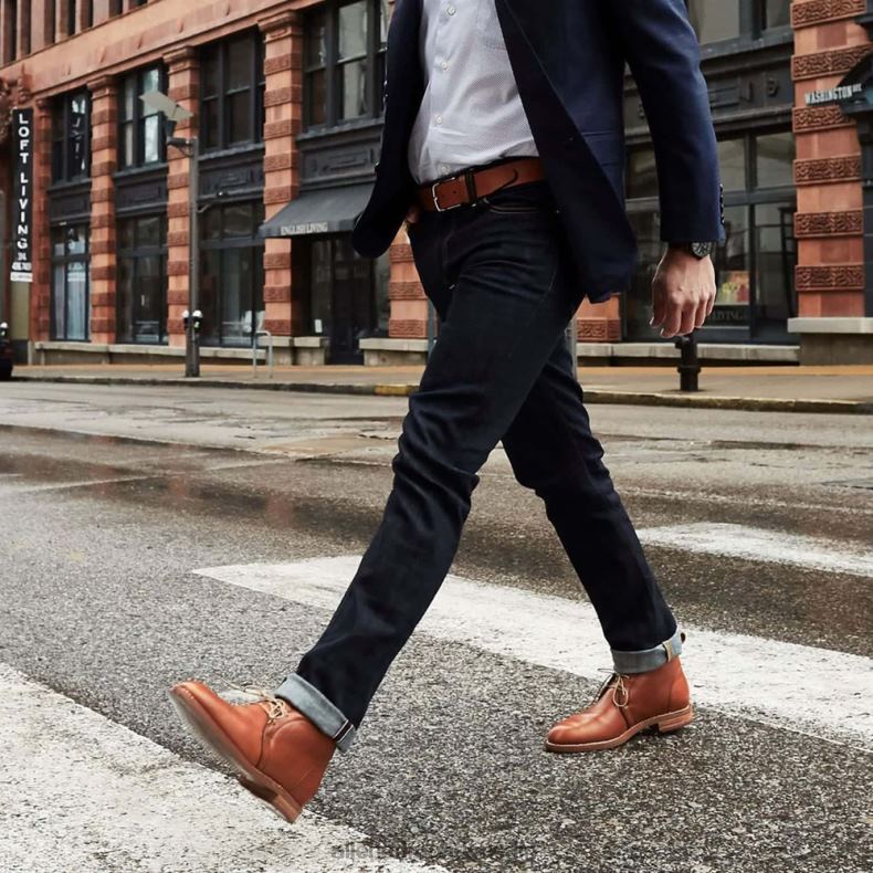 Allen Edmonds rohes Webkantenblau unisex Civilaire Walker Slim-Jeans mit gerader Passform 82J2T160