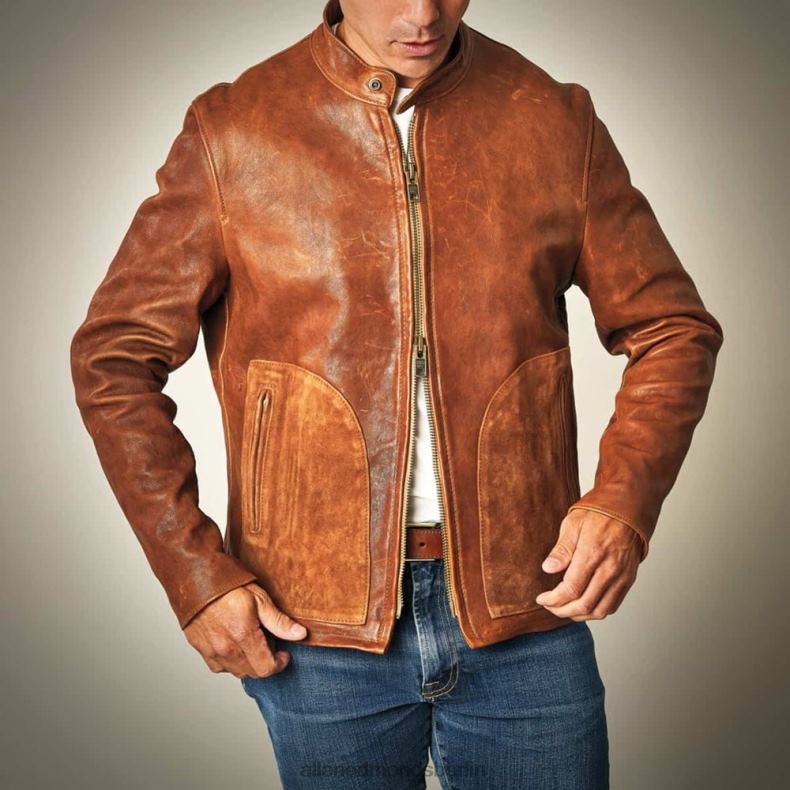 Allen Edmonds braun unisex Cafe-Racer-Jacke 82J2T176
