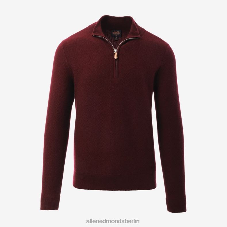 Allen Edmonds Burgund unisex Pullover aus Wolle und Kaschmir mit Viertelreißverschluss 82J2T518
