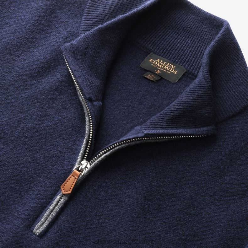 Allen Edmonds Marine unisex Pullover aus Wolle und Kaschmir mit Viertelreißverschluss 82J2T191