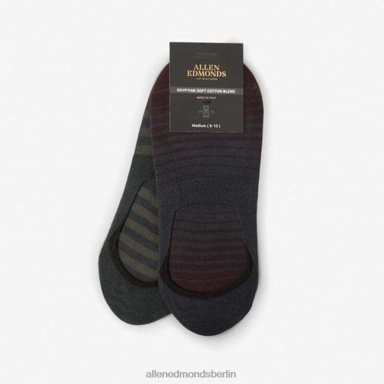 Allen Edmonds Brombeere/Grau unisex No-Show-Socken im 2er-Pack 82J2T516