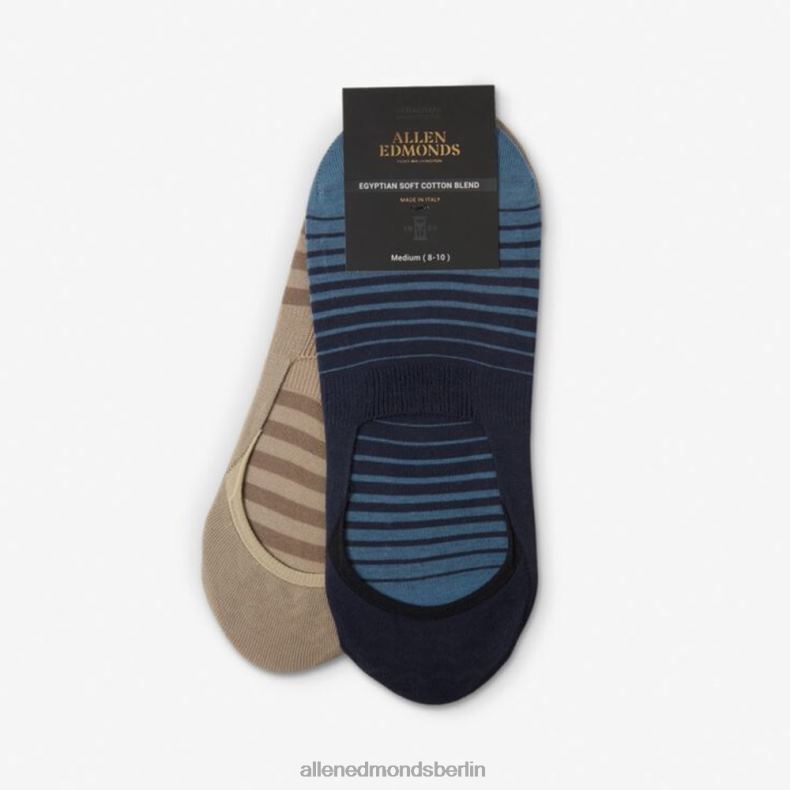 Allen Edmonds Khaki/Indigo unisex No-Show-Socken im 2er-Pack 82J2T185