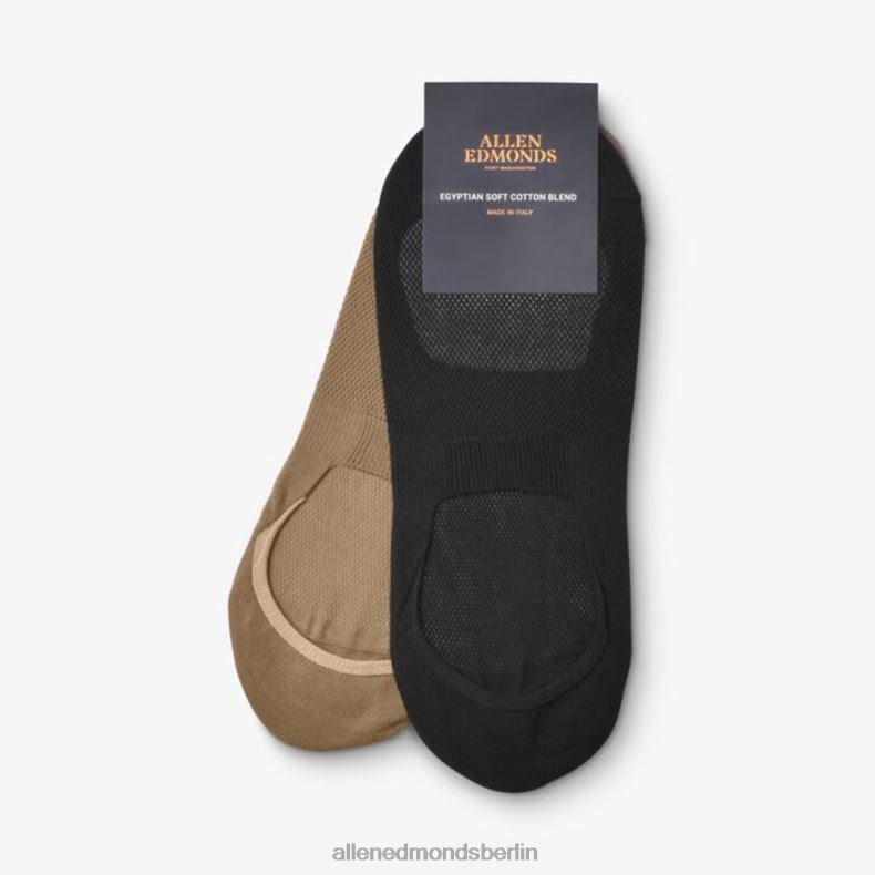 Allen Edmonds schwarz/khaki unisex No-Show-Socken im 2er-Pack 82J2T515