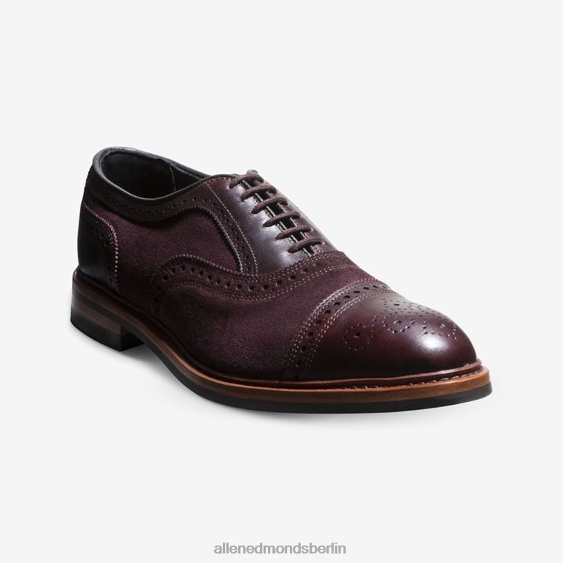 Allen Edmonds Burgunderrotes Wildleder Männer Strandmok Cap-Toe-Oxford mit Dainite-Gummisohle 82J2T249