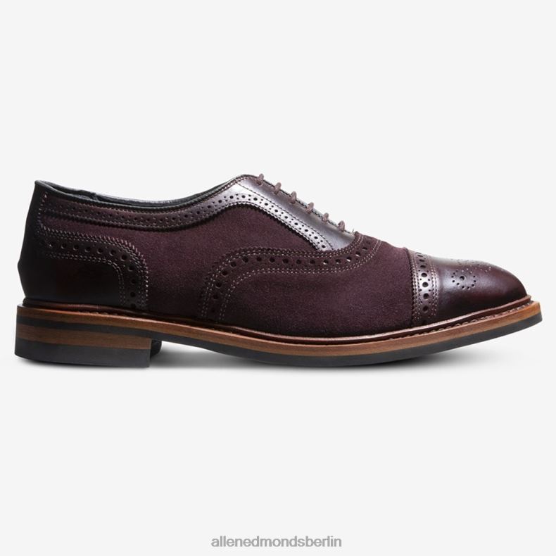 Allen Edmonds Burgunderrotes Wildleder Männer Strandmok Cap-Toe-Oxford mit Dainite-Gummisohle 82J2T249