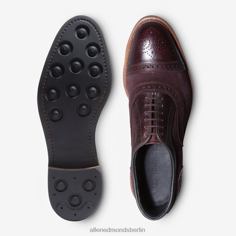 Allen Edmonds Burgunderrotes Wildleder Männer Strandmok Cap-Toe-Oxford mit Dainite-Gummisohle 82J2T249
