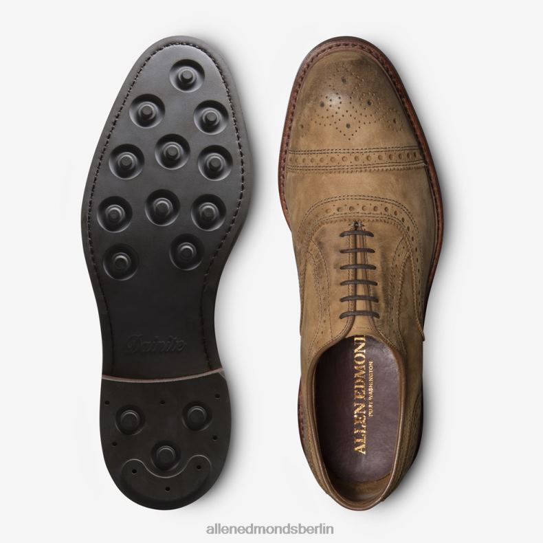 Allen Edmonds hellbraunes Nubuk Männer Strandmok Cap-Toe-Oxford mit Dainite-Gummisohle 82J2T244