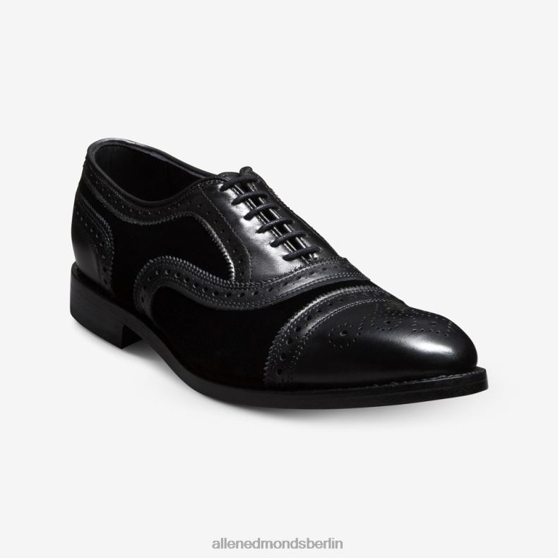 Allen Edmonds schwarzer Samt Männer Strand Oxford-Schuh mit Kappenkappe 82J2T103