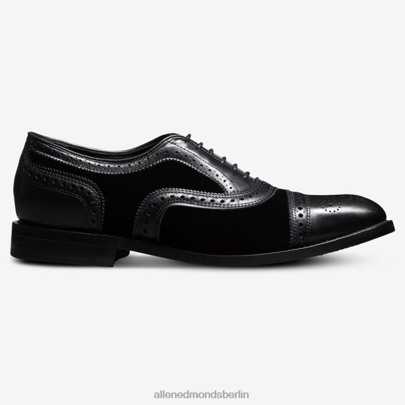 Allen Edmonds schwarzer Samt Männer Strand Oxford-Schuh mit Kappenkappe 82J2T103