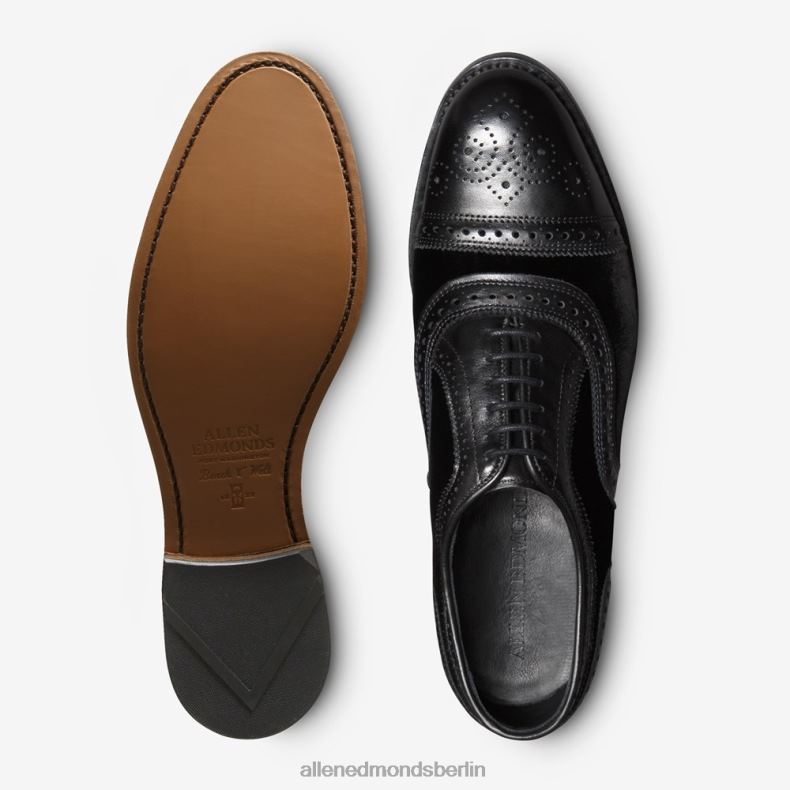 Allen Edmonds schwarzer Samt Männer Strand Oxford-Schuh mit Kappenkappe 82J2T103