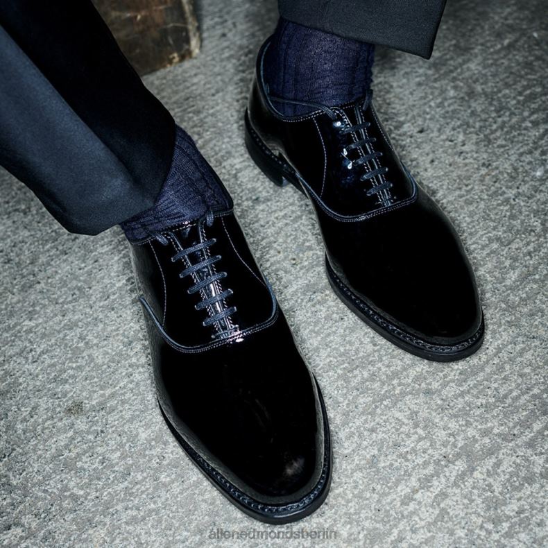Allen Edmonds schwarzes Lackleder Männer Carlyle Oxford-Schuh mit schlichter Zehenpartie 82J2T47