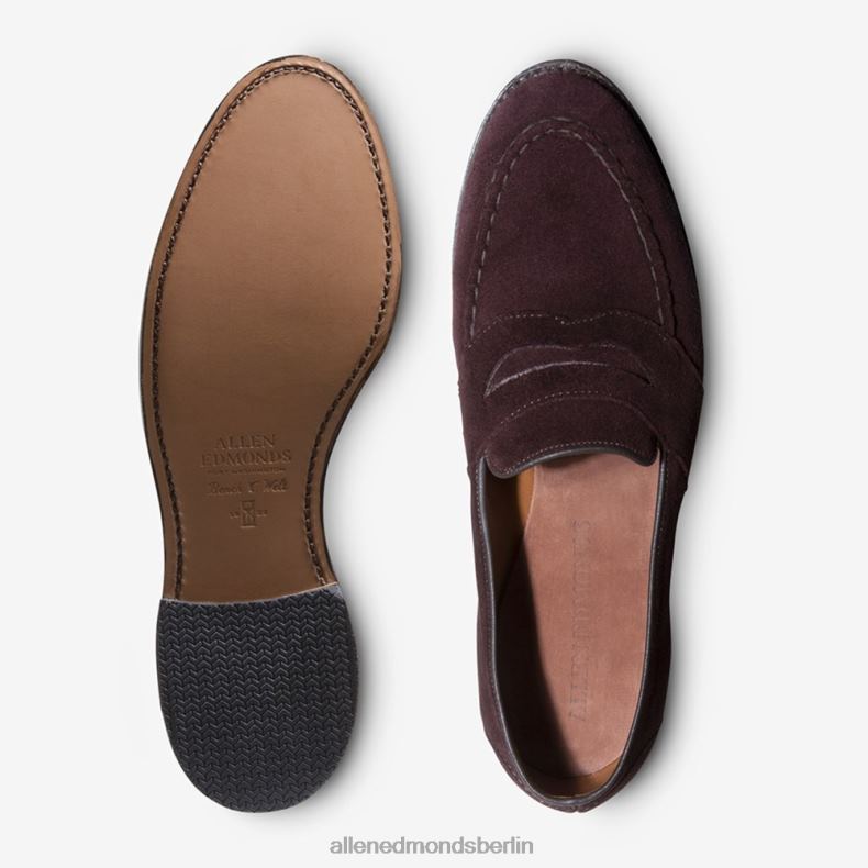 Allen Edmonds Burgunderrotes Wildleder Männer Randolph Penny Loafer 82J2T35