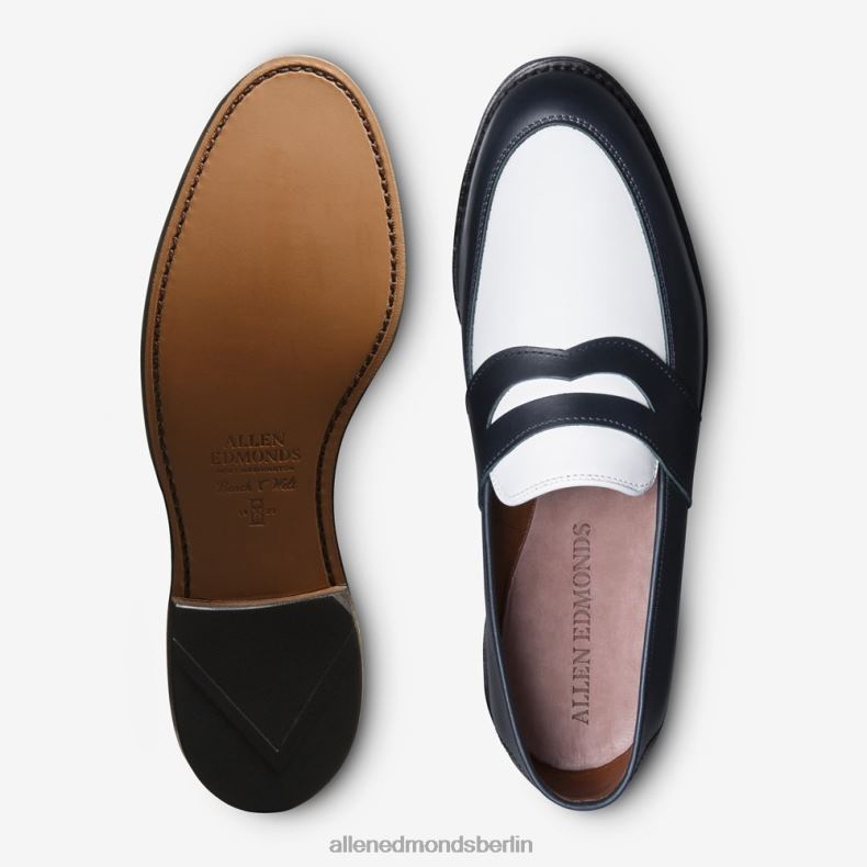 Allen Edmonds Marineblau/weißes Leder Männer Randolph Spectator Penny Loafer 82J2T171