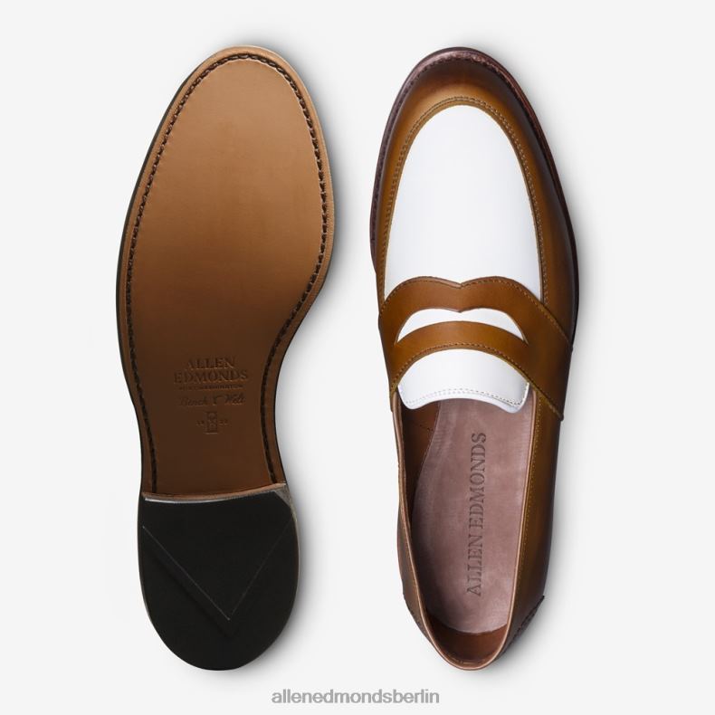 Allen Edmonds Walnuss/weißes Leder Männer Randolph Spectator Penny Loafer 82J2T6