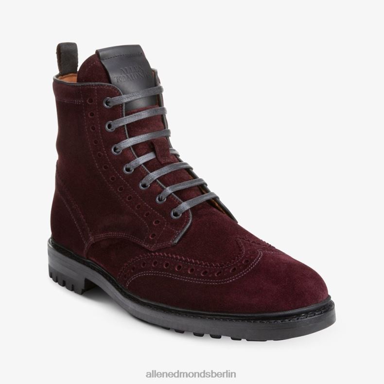 Allen Edmonds Burgunderrotes Wildleder Männer Chapman wetterfester Wingtip-Stiefel 82J2T473