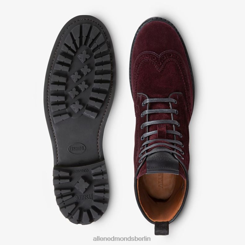 Allen Edmonds Burgunderrotes Wildleder Männer Chapman wetterfester Wingtip-Stiefel 82J2T473