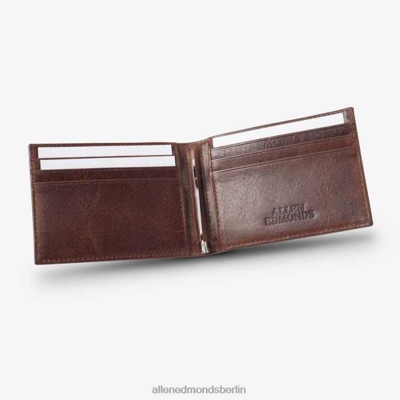 Allen Edmonds braunes Leder unisex Bifold-Geldbörse aus Leder mit Geldscheinklammer 82J2T576