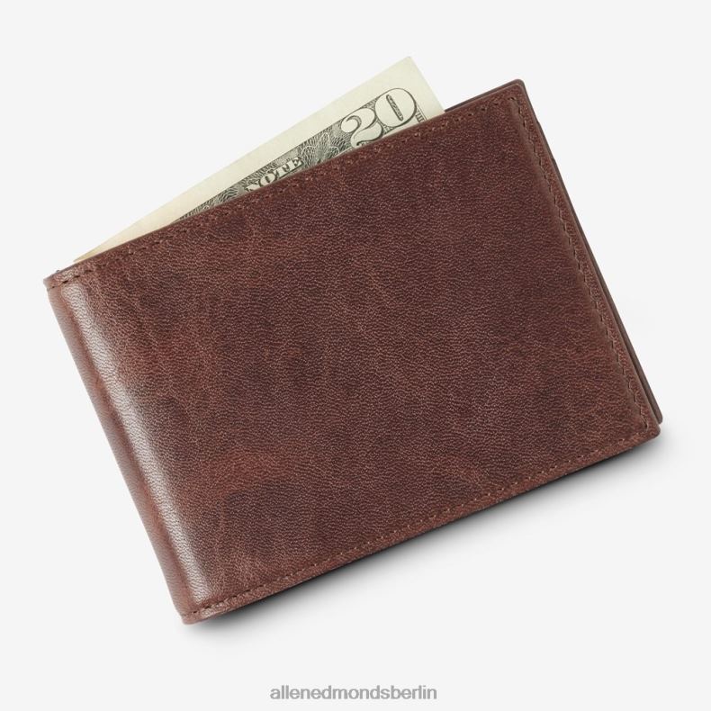 Allen Edmonds braunes Leder unisex Bifold-Geldbörse aus Leder mit Geldscheinklammer 82J2T576