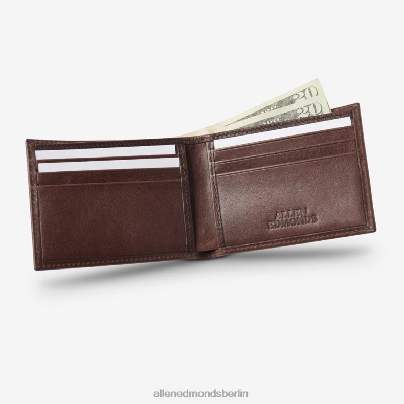 Allen Edmonds braunes Leder unisex schlanke, faltbare Geldbörse 82J2T323