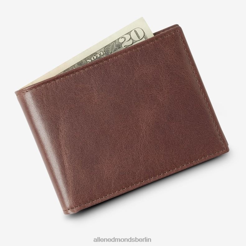 Allen Edmonds braunes Leder unisex schlanke, faltbare Geldbörse 82J2T323