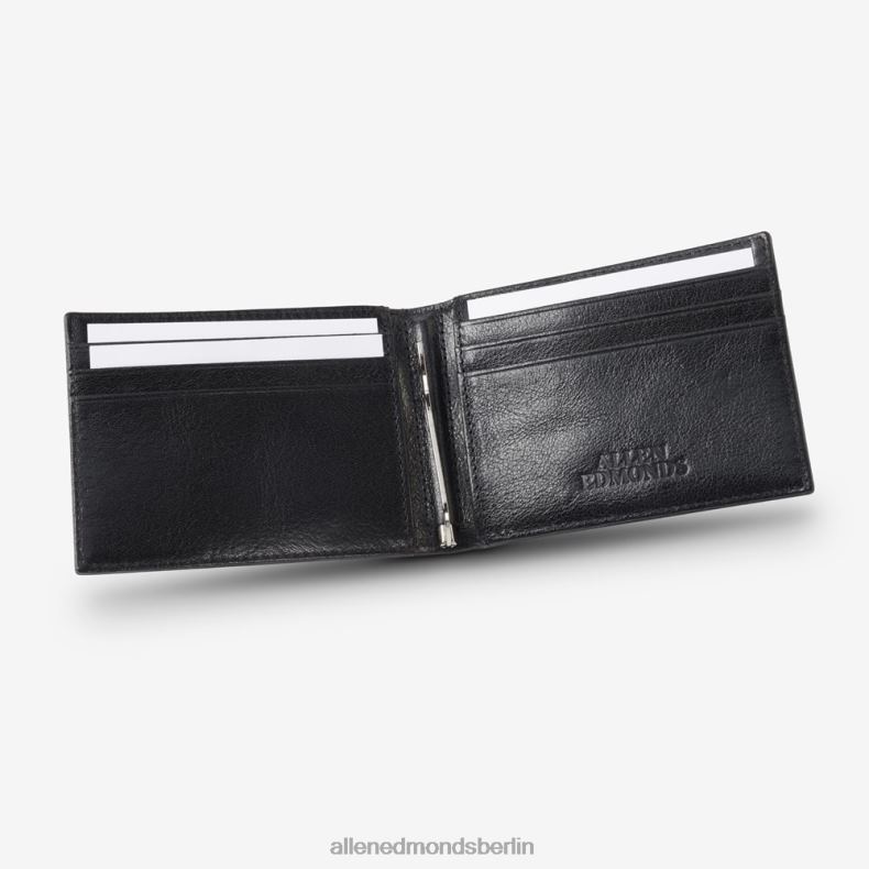 Allen Edmonds schwarzes Leder unisex Bifold-Geldbörse aus Leder mit Geldscheinklammer 82J2T327