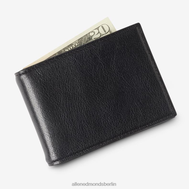 Allen Edmonds schwarzes Leder unisex Bifold-Geldbörse aus Leder mit Geldscheinklammer 82J2T327