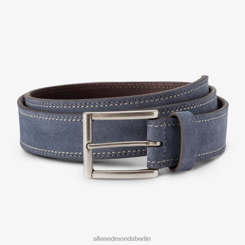 Allen Edmonds Denim Blue unisex Bourbon Street Wildleder-Kleidergürtel 82J2T314
