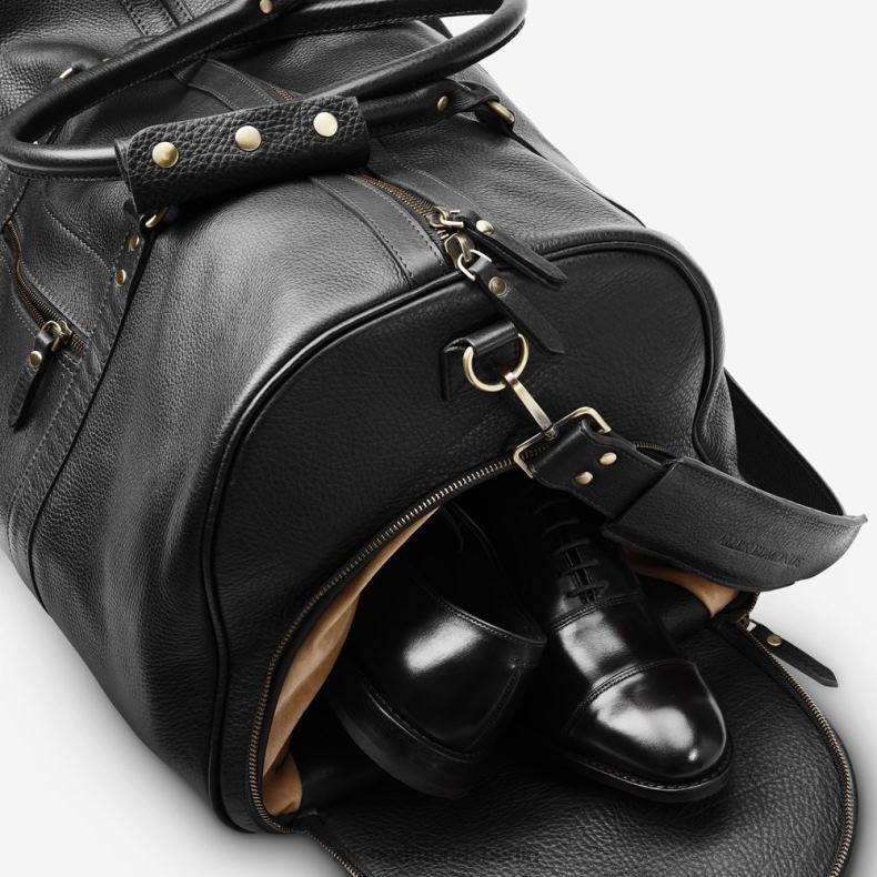 Allen Edmonds schwarzes Leder unisex Weekender aus Leder 82J2T330